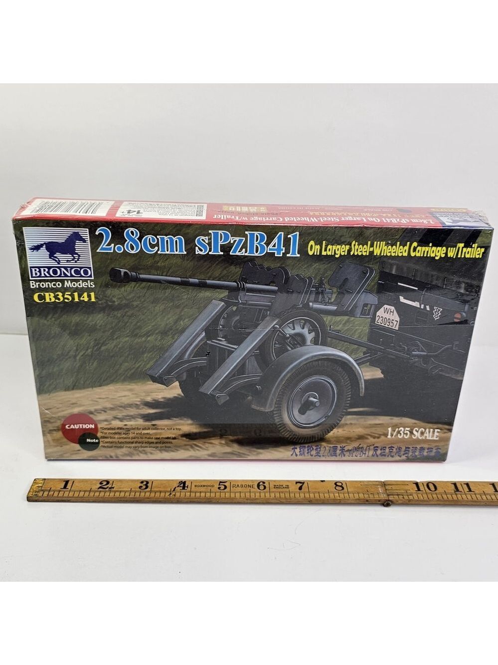 SEALED Bronco Cb35141 - 1/35 2.8cm Spzb41 On Larger Steel-Wheeled W/ Trailer NEW